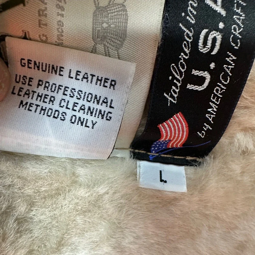 Orvis USA Leather Ranch Coat L Sherpa Lined Western Jacket Camel Mens - Picture 5 of 12